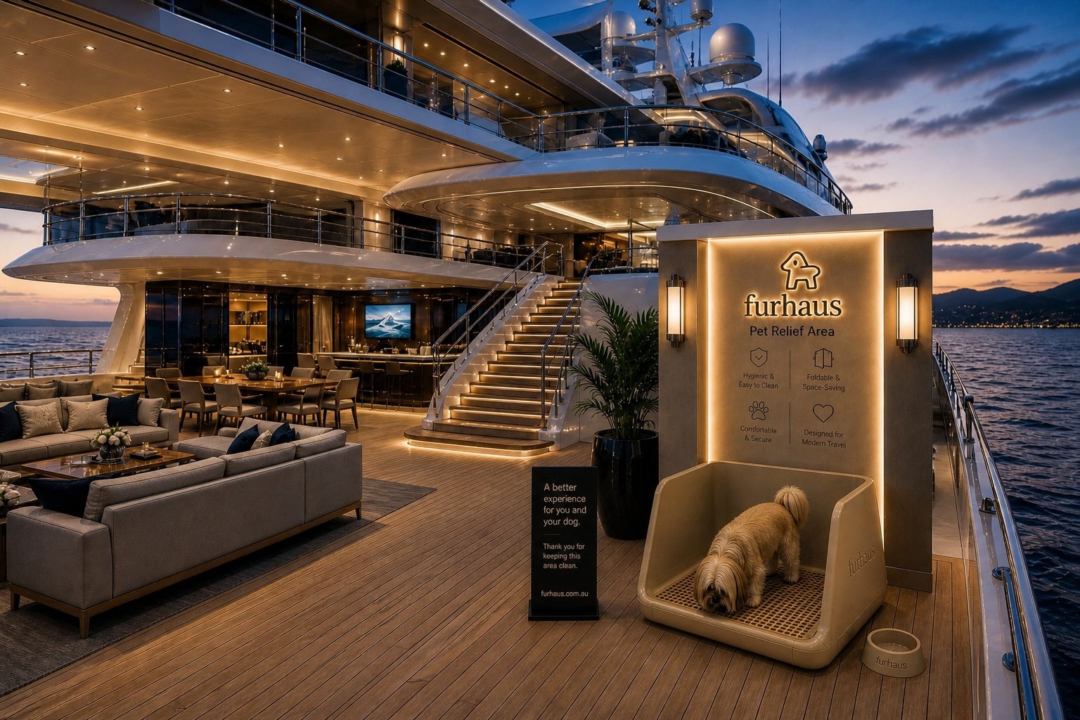 Furhaus Pet Relief Area on a superyacht deck